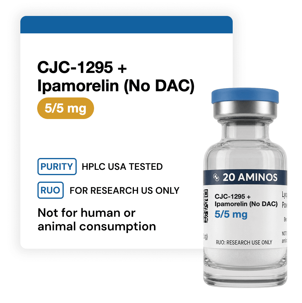 Product photograph for CJC-1295 + Ipamorelin (No DAC) vial · 5/5 mg