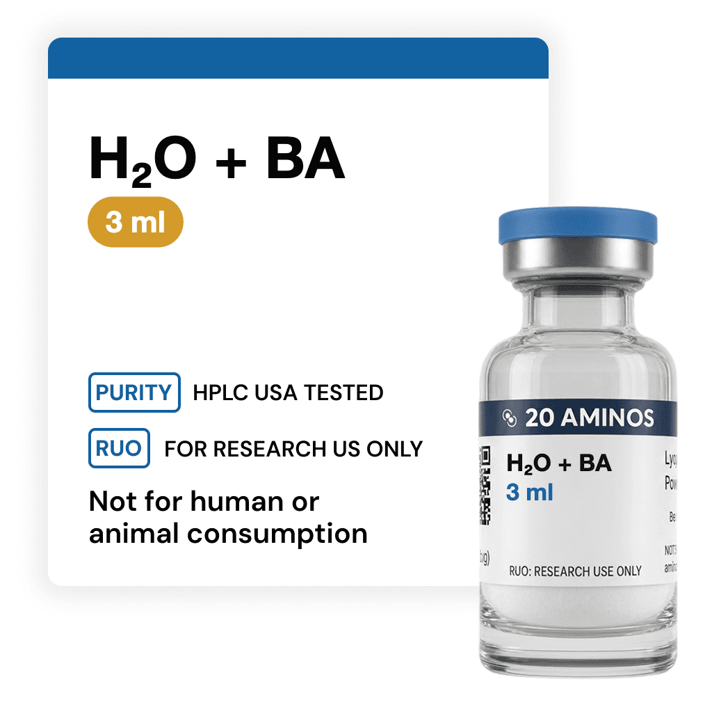 Product photograph for H₂O + BA vial · 3 ml